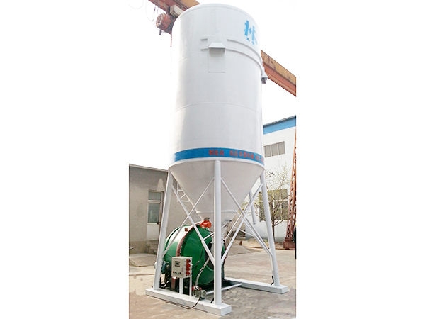 Continuous dry mixed mortar mixer and storage tank